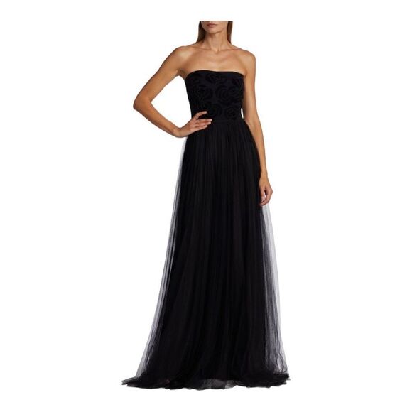 CHIARA BONI La Petite Robe Brielle Floral Mesh Strapless Gown Size 10 NWT - Picture 2 of 11